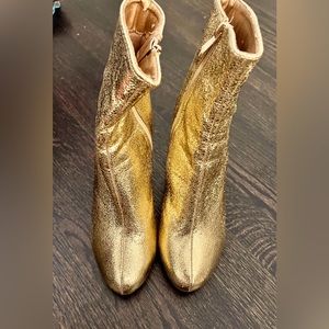 Gold faux leather booties